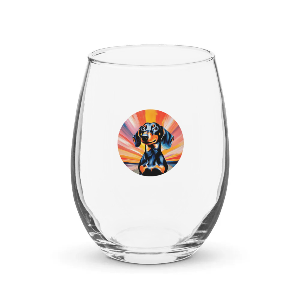 PugMug Custom Black Dachshund Stemless Wine Glass