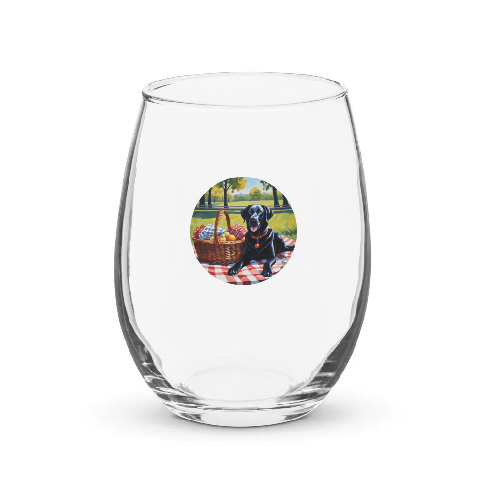 PugMug Custom Black Labrador Retriever Stemless Wine Glass