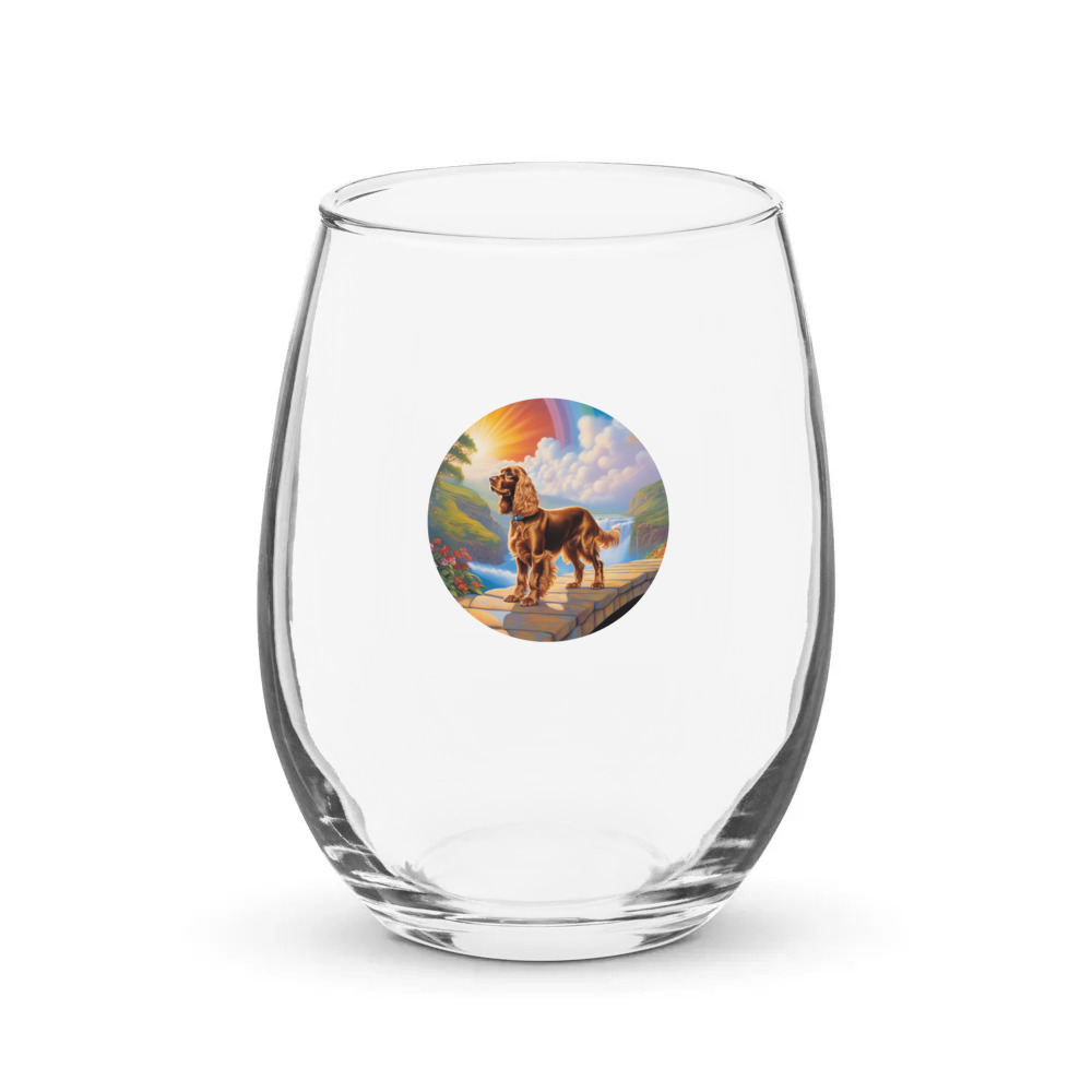 PugMug Custom Cocker Spaniel Stemless Wine Glass