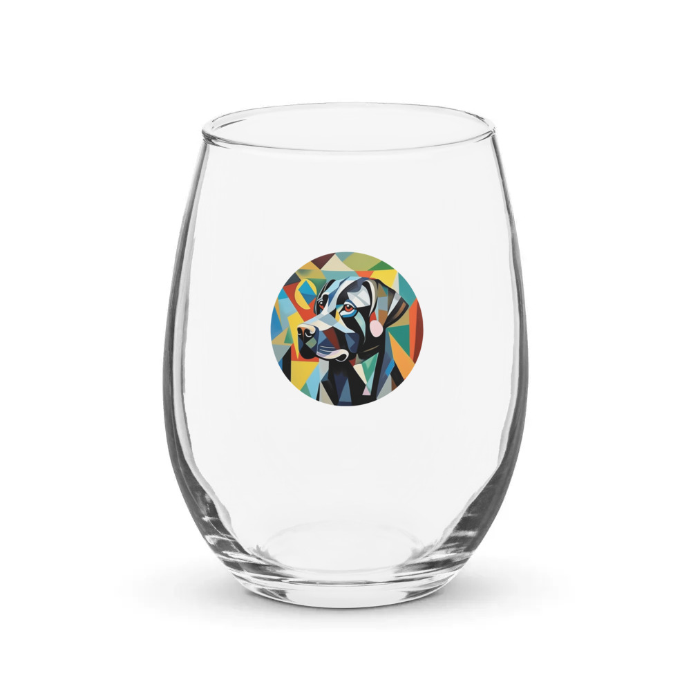 PugMug Custom Black Labrador Retriever Stemless Wine Glass