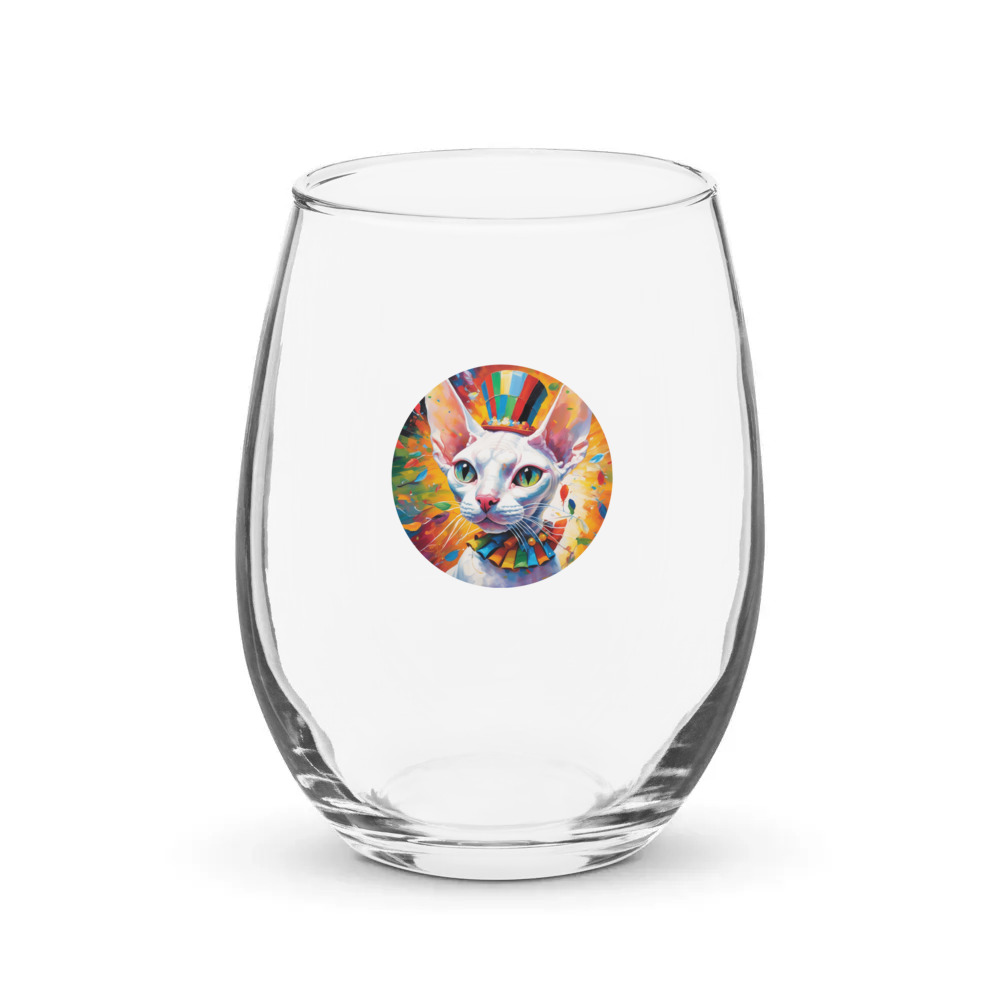 PugMug Custom White Sphynx Cat Stemless Wine Glass