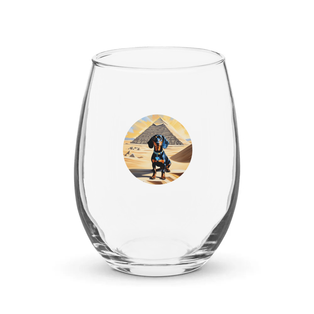 PugMug Custom Black Dachshund Stemless Wine Glass
