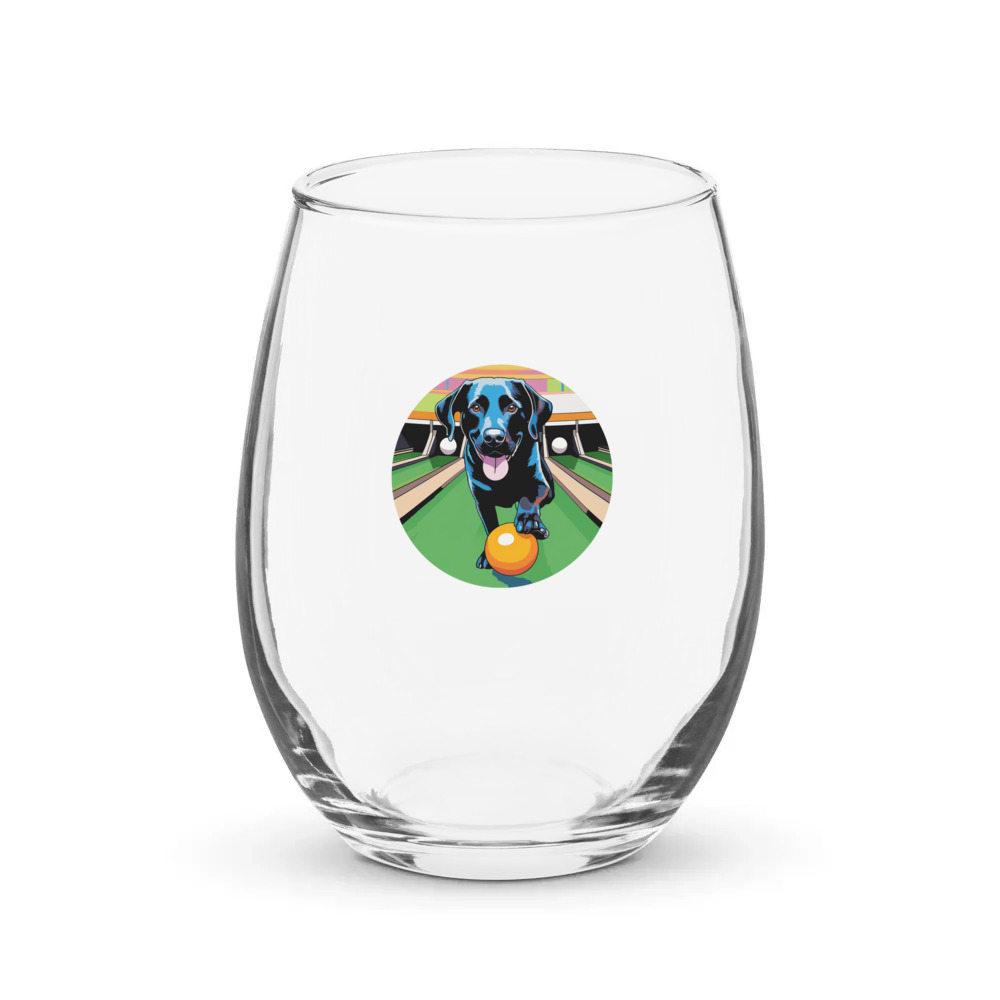 PugMug Custom Black Labrador Retriever Stemless Wine Glass