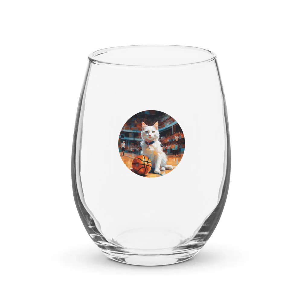 PugMug Custom White Companion Cat Stemless Wine Glass