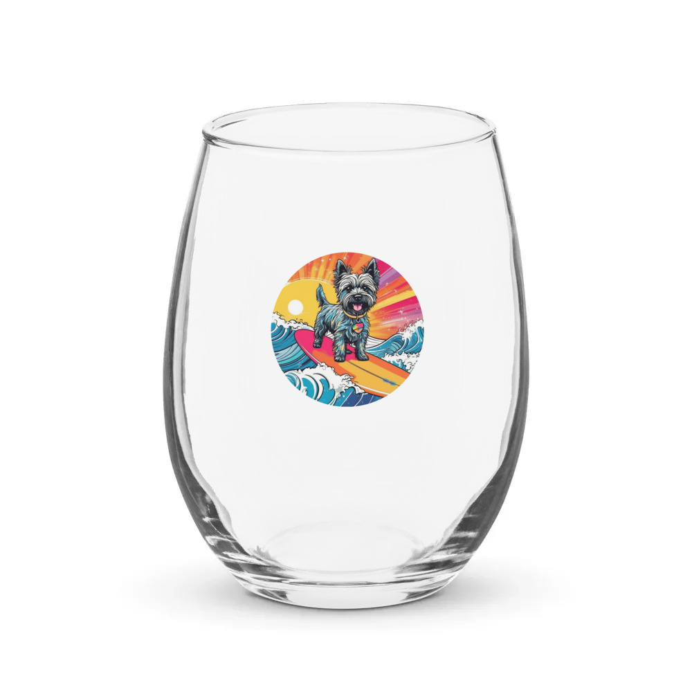 PugMug Custom Cairn Terrier Stemless Wine Glass