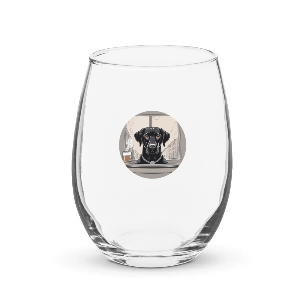 PugMug Custom Black Labrador Retriever Stemless Wine Glass