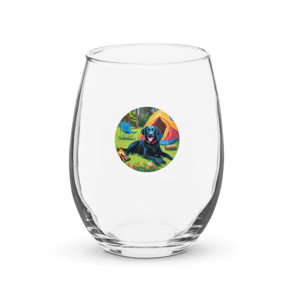 PugMug Custom Black Labrador Retriever Stemless Wine Glass