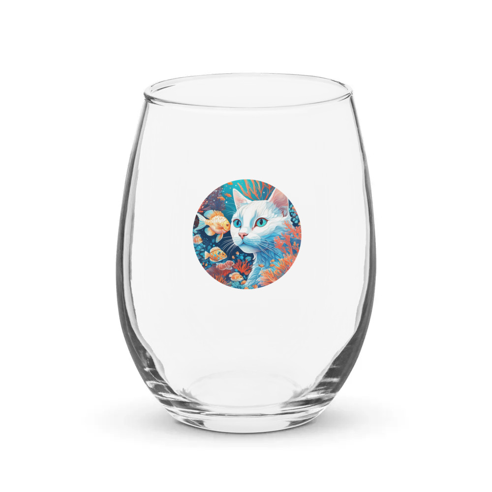 PugMug Custom White Companion Cat Stemless Wine Glass