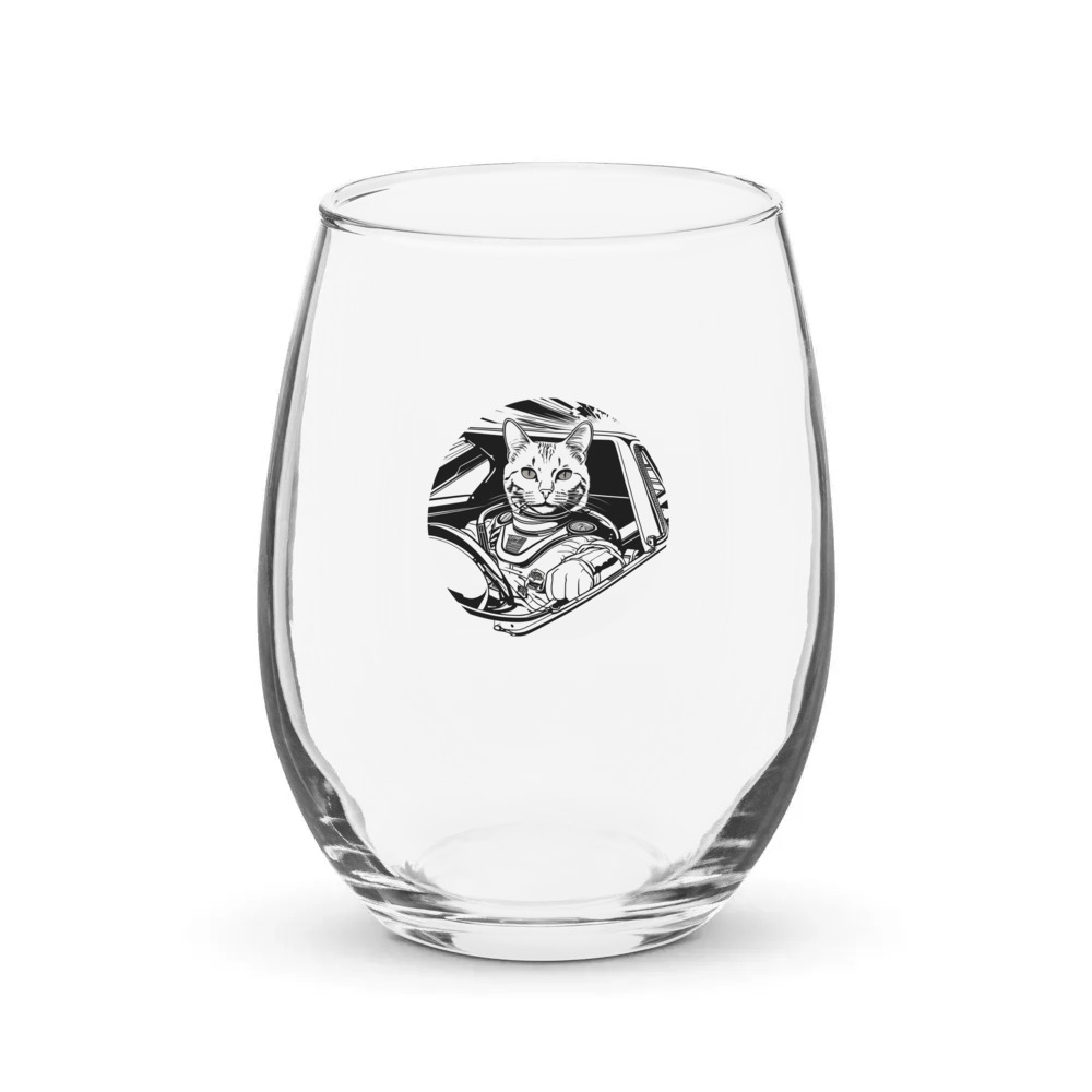 PugMug Custom White Companion Cat Stemless Wine Glass