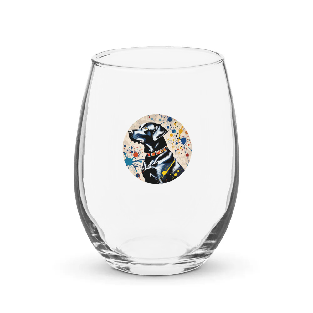 PugMug Custom Black Labrador Retriever Stemless Wine Glass