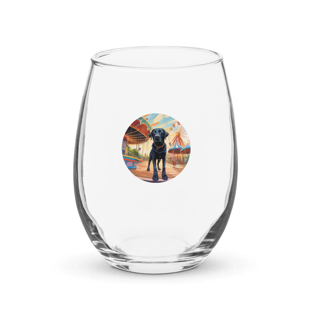 PugMug Custom Black Labrador Retriever Stemless Wine Glass