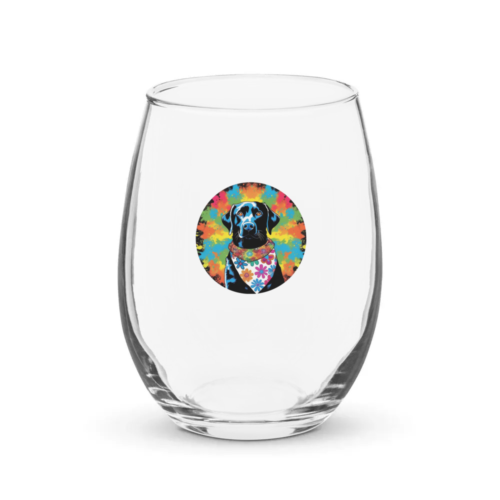 PugMug Custom Black Labrador Retriever Stemless Wine Glass