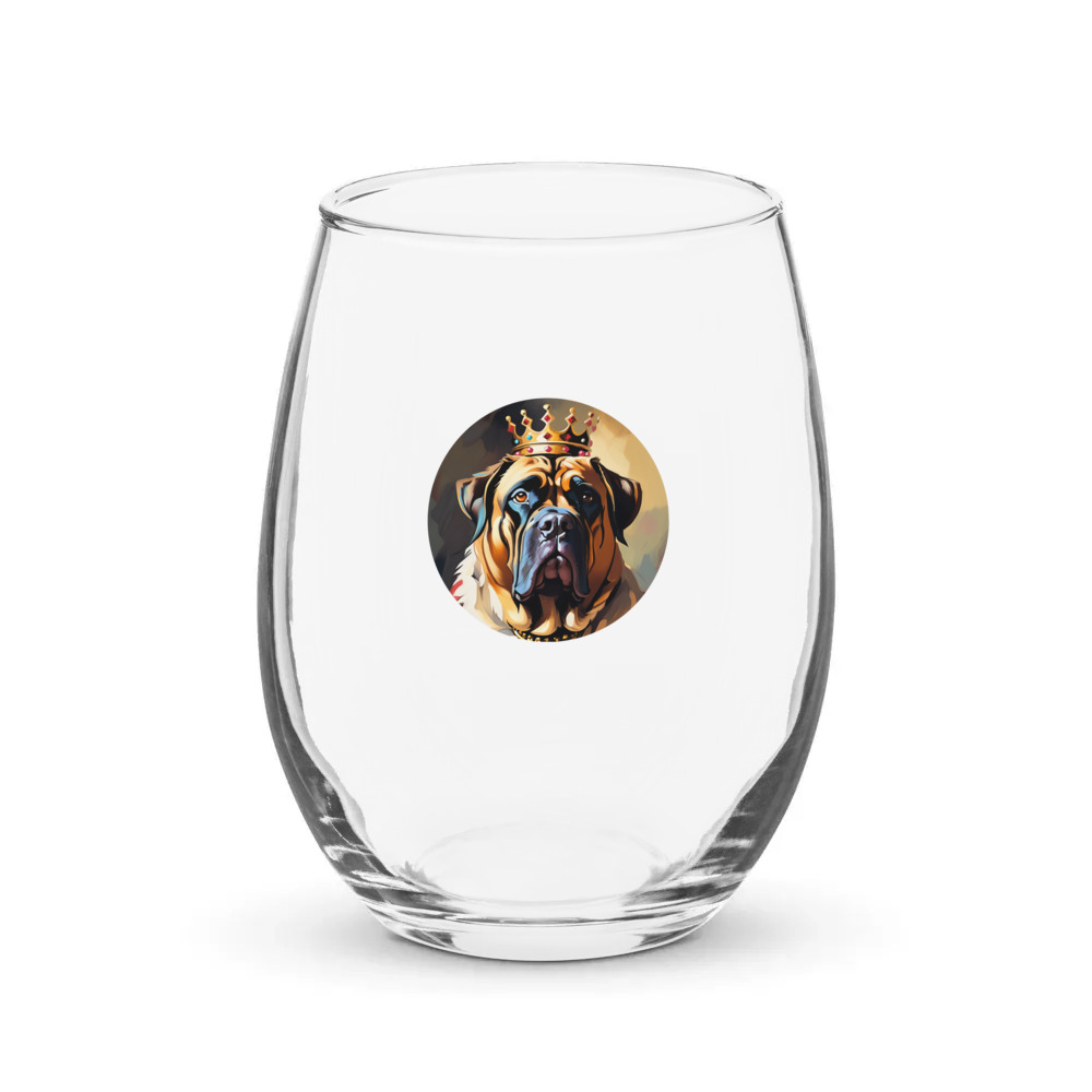 PugMug Custom Mastiff Stemless Wine Glass