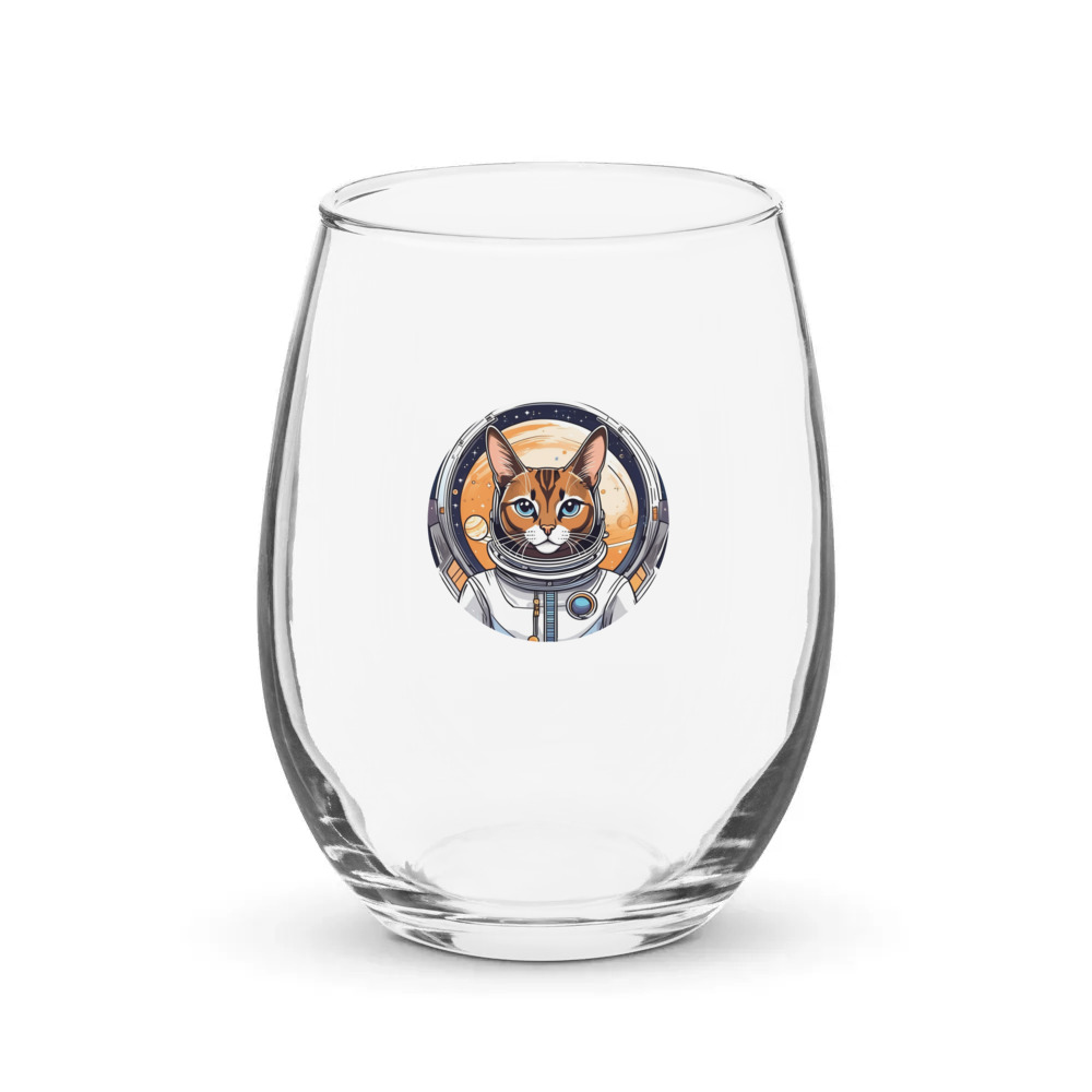 PugMug Custom Tabby Abyssinian Cat Stemless Wine Glass