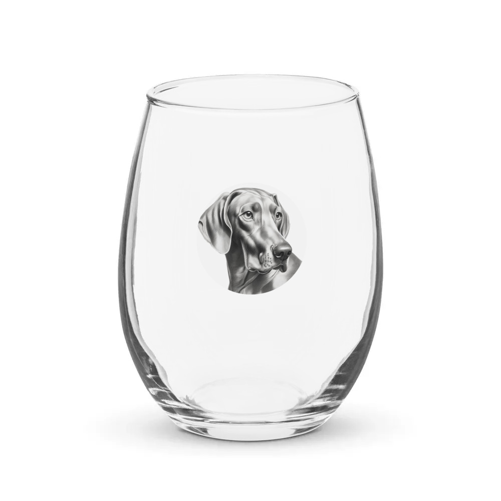 PugMug Custom Weimaraner Stemless Wine Glass