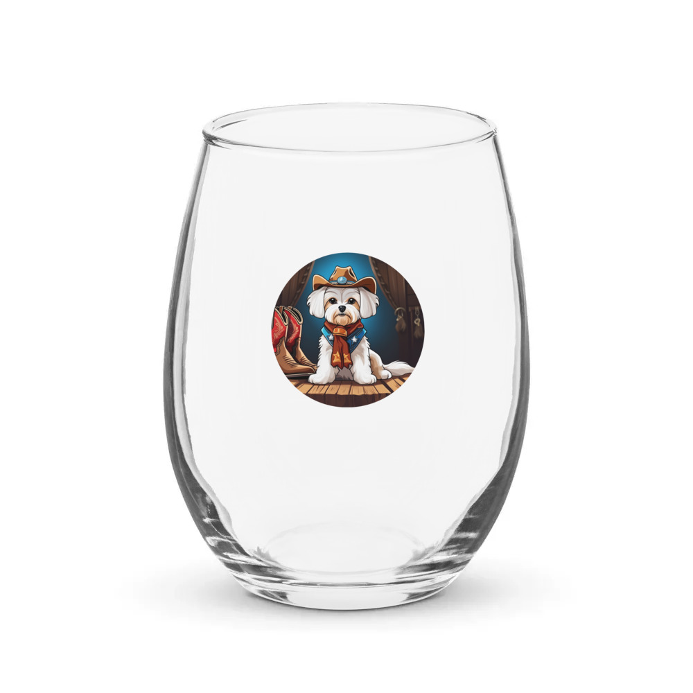 PugMug Custom Maltese Dog Stemless Wine Glass
