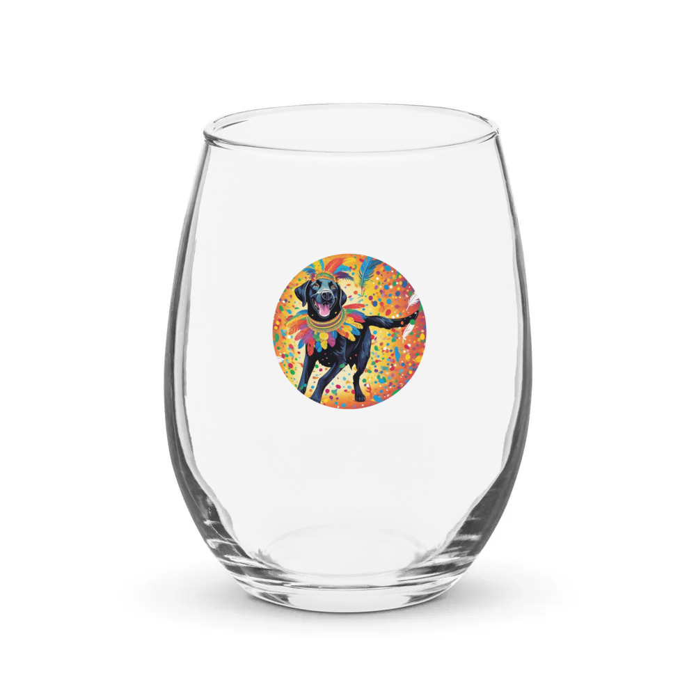 PugMug Custom Black Labrador Retriever Stemless Wine Glass