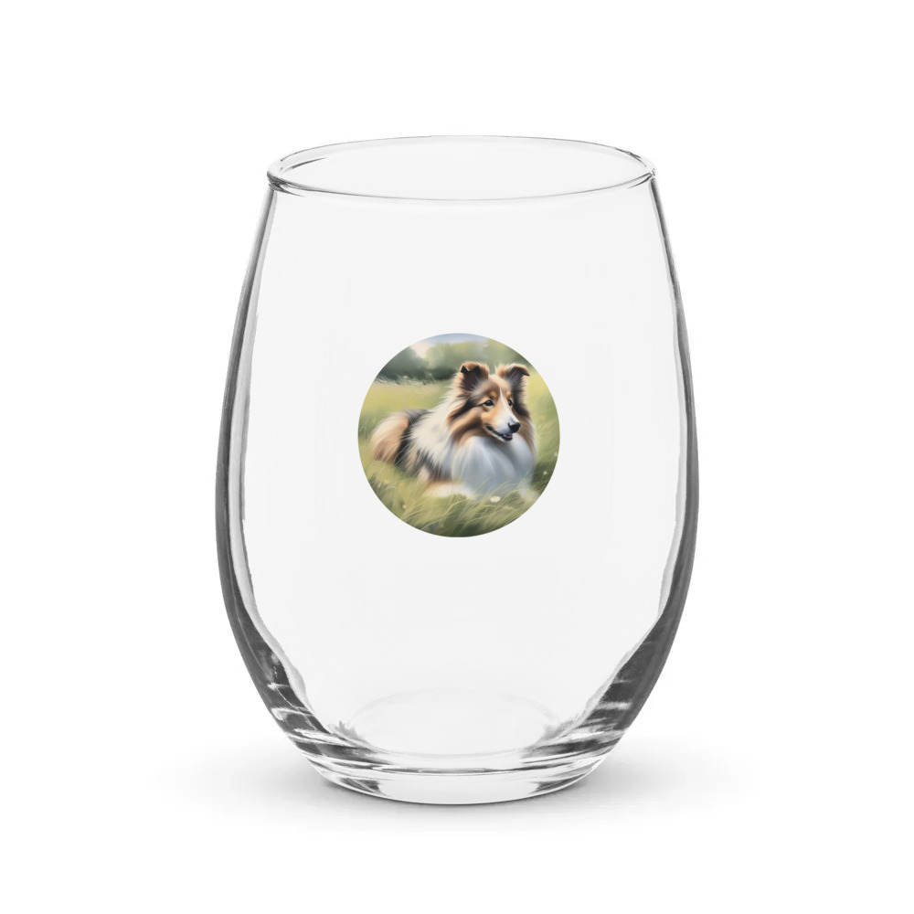 PugMug Custom Shetland Sheepdog Stemless Wine Glass