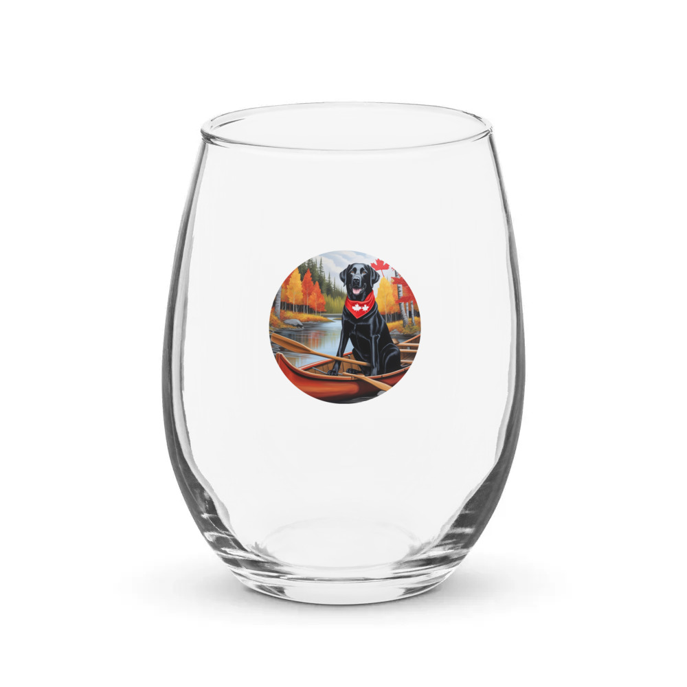 PugMug Custom Black Labrador Retriever Stemless Wine Glass