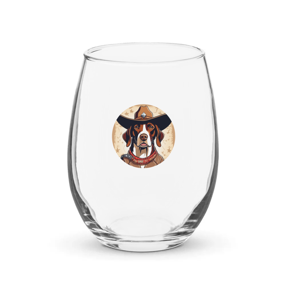 PugMug Custom Pointer Dog Stemless Wine Glass