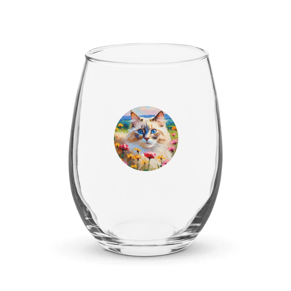PugMug Custom Tabby Ragdoll Cat Stemless Wine Glass