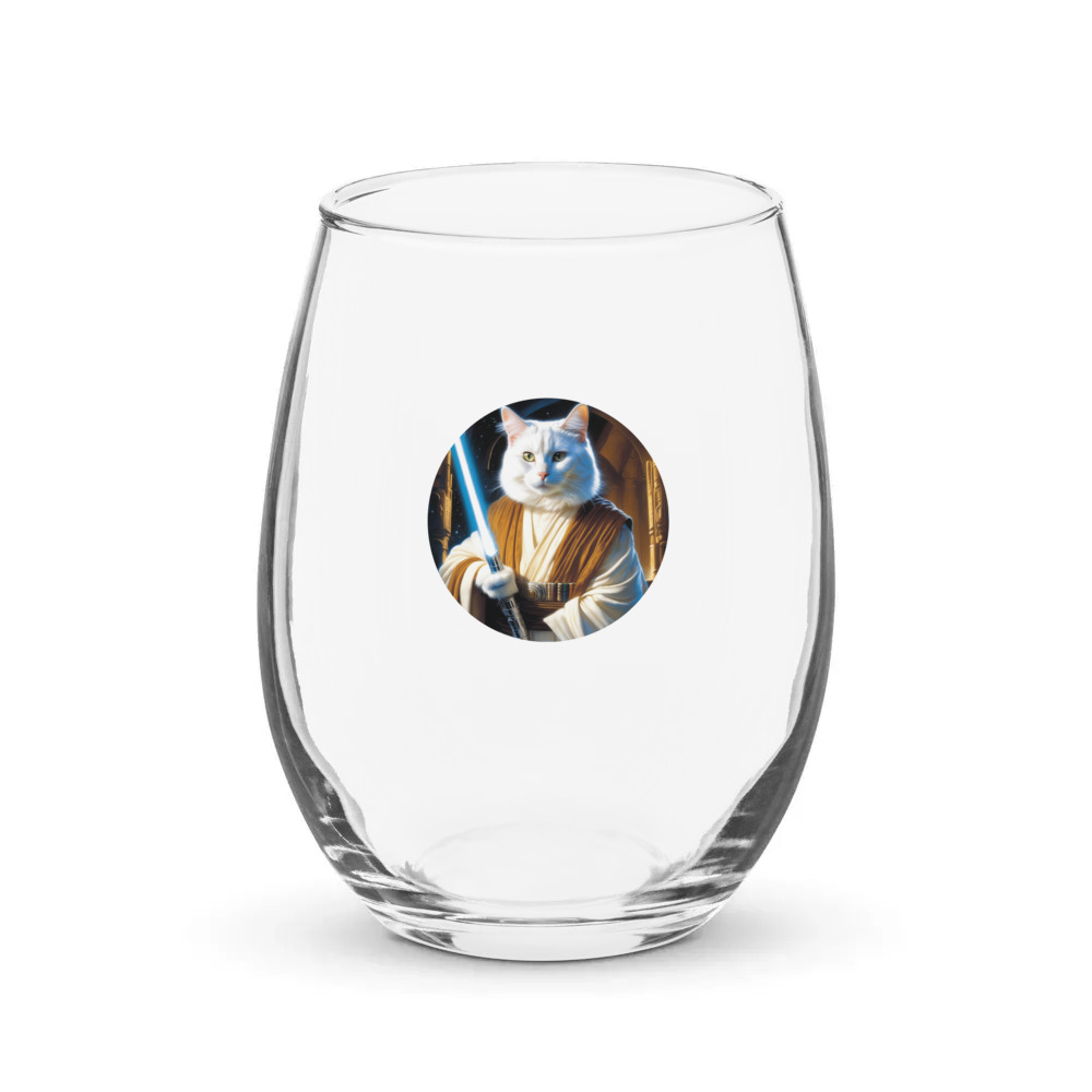 PugMug Custom White Companion Cat Stemless Wine Glass