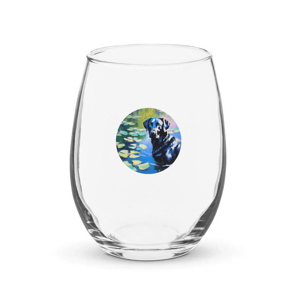 PugMug Custom Black Labrador Retriever Stemless Wine Glass