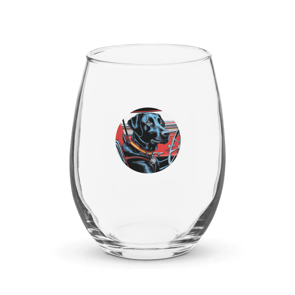 PugMug Custom Black Labrador Retriever Stemless Wine Glass