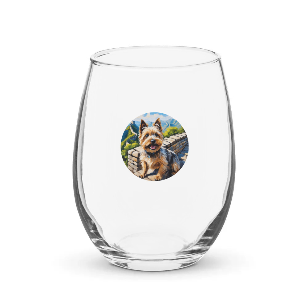 PugMug Custom Cairn Terrier Stemless Wine Glass