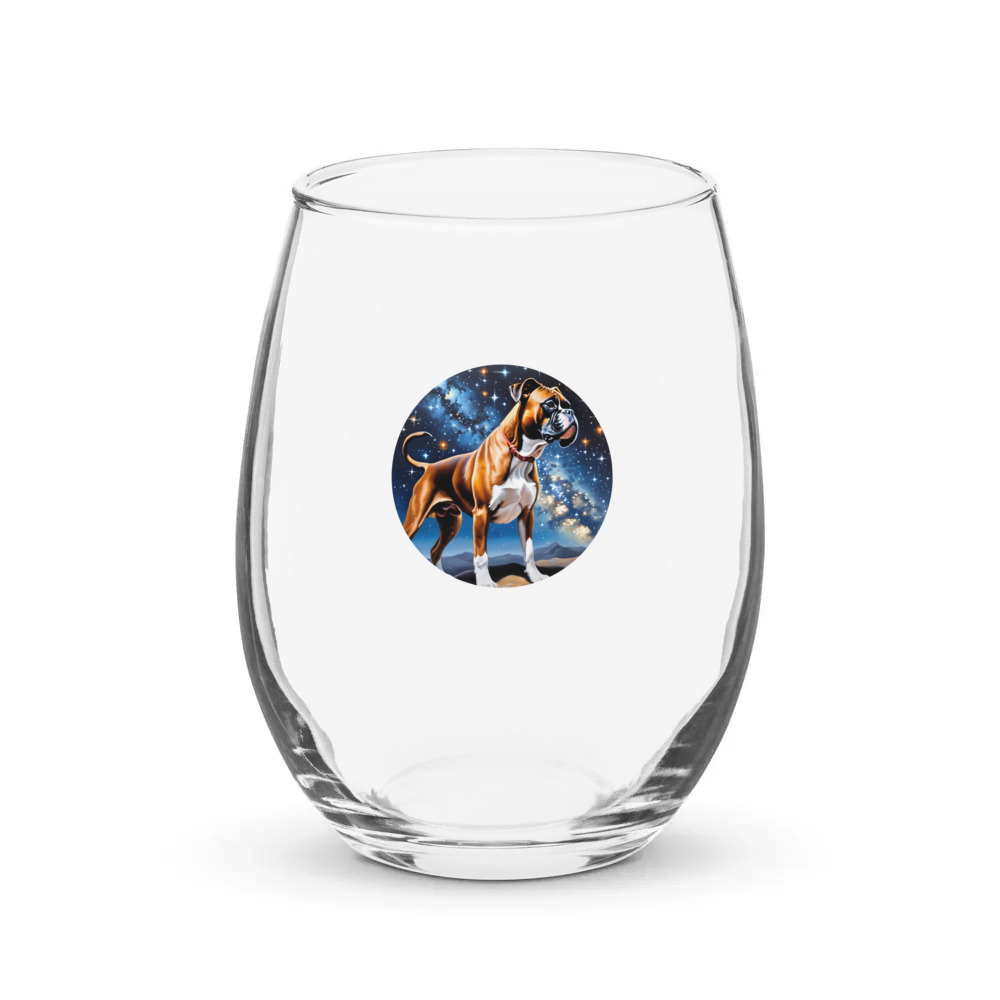 PugMug Custom Boxer Dog Stemless Wine Glass