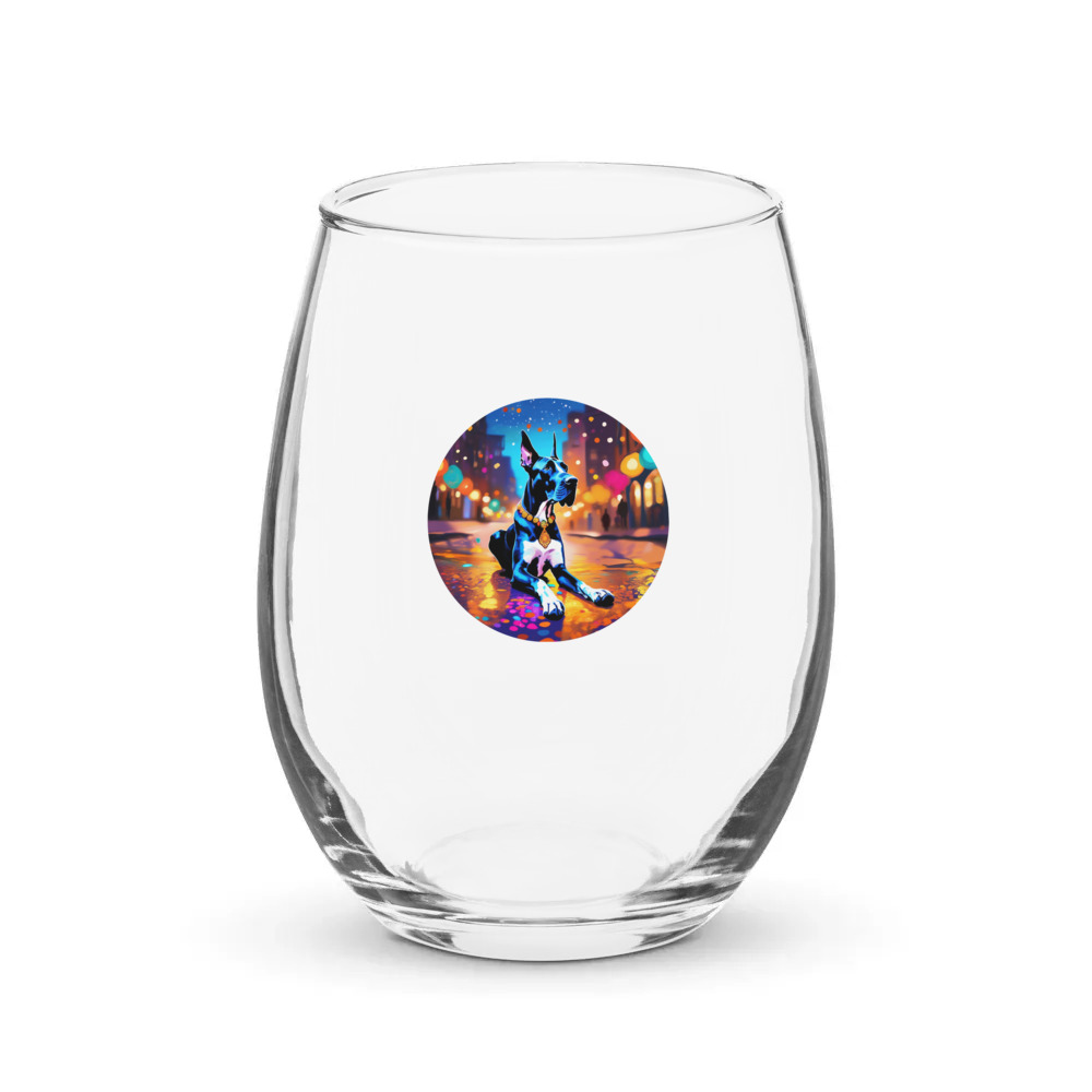 PugMug Custom Great Dane Stemless Wine Glass
