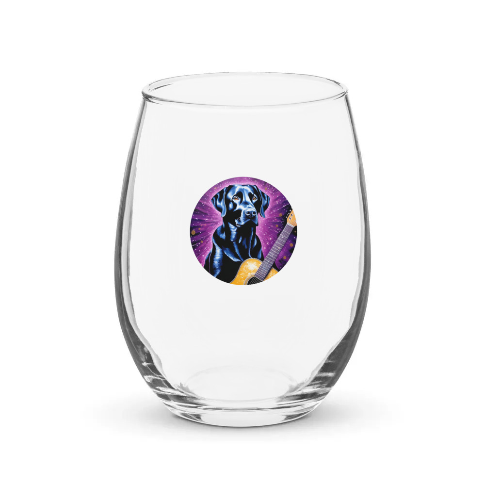 PugMug Custom Black Labrador Retriever Stemless Wine Glass