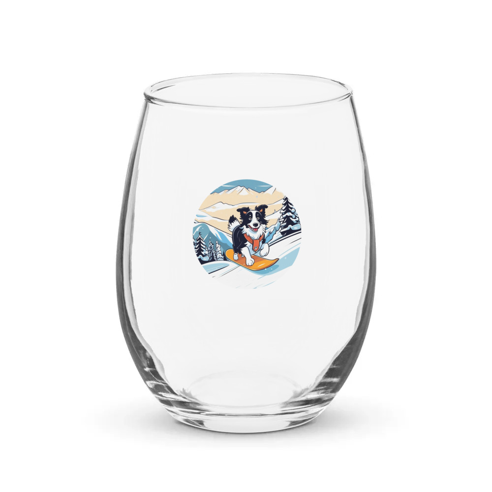 PugMug Custom Border Collie Stemless Wine Glass