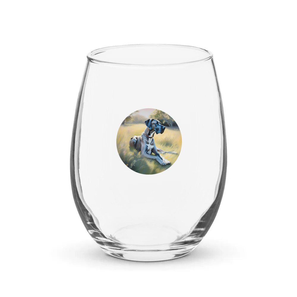 PugMug Custom Great Dane Stemless Wine Glass