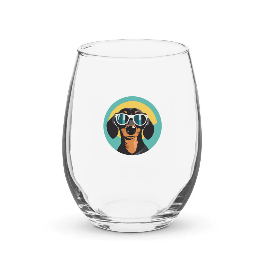 PugMug Custom Black Dachshund Stemless Wine Glass