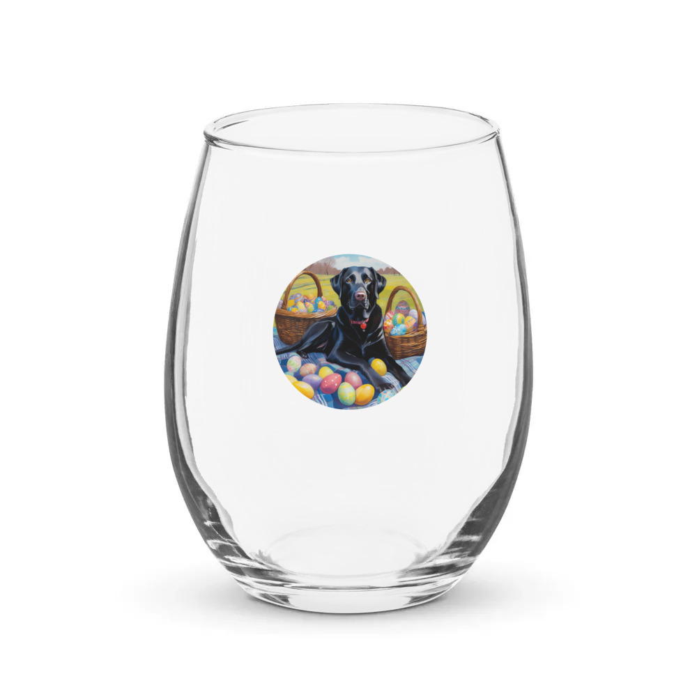 PugMug Custom Black Labrador Retriever Stemless Wine Glass