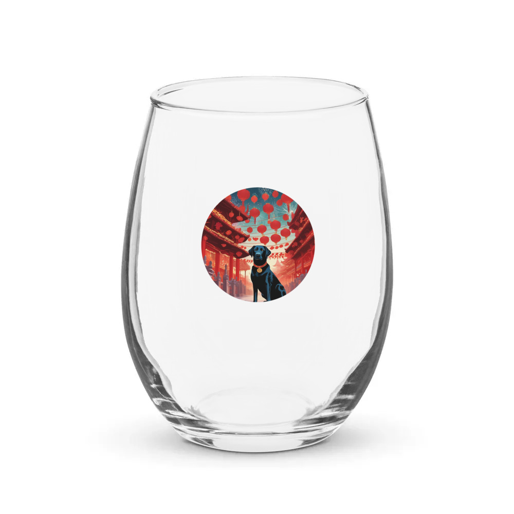 PugMug Custom Black Labrador Retriever Stemless Wine Glass
