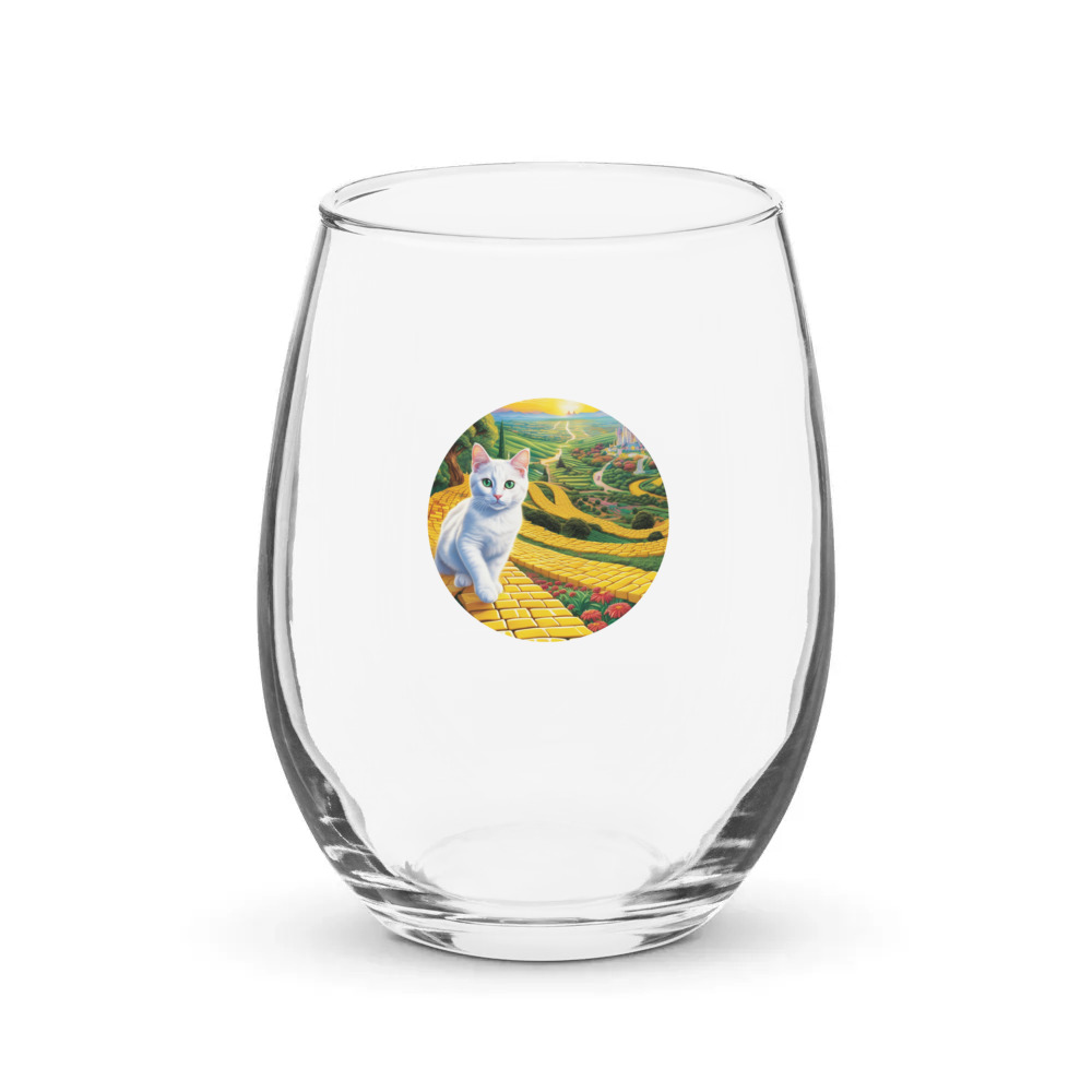 PugMug Custom White Companion Cat Stemless Wine Glass