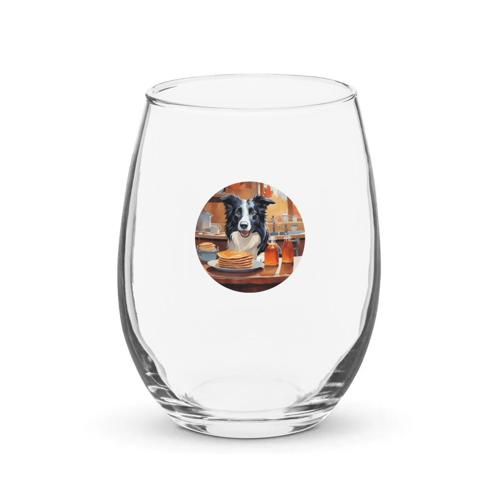 PugMug Custom Border Collie Stemless Wine Glass