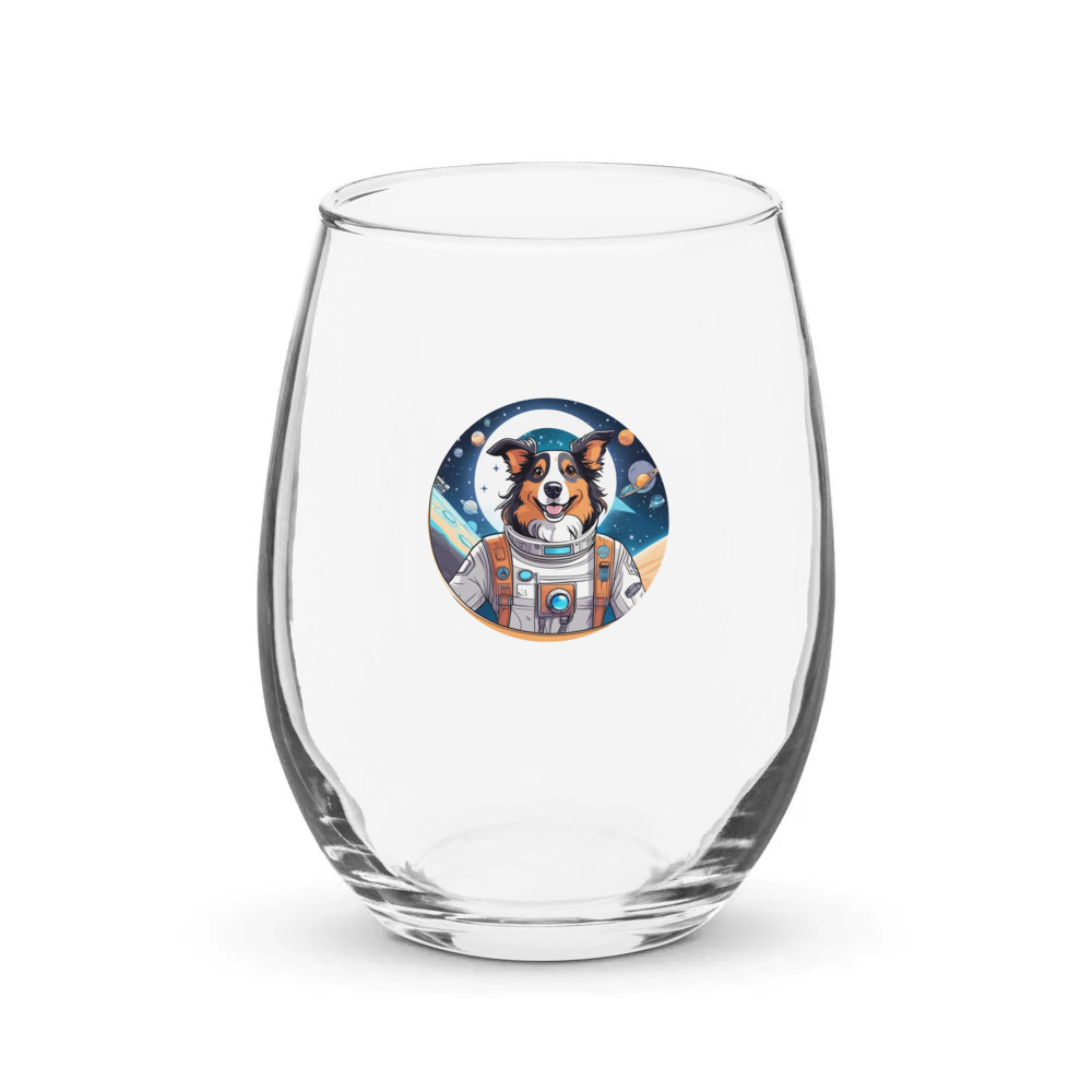 PugMug Custom Collie Stemless Wine Glass
