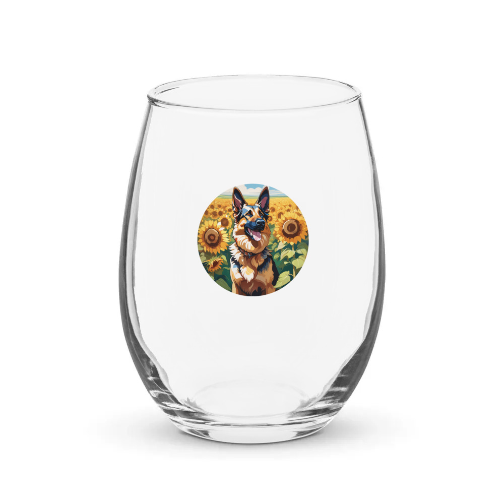 PugMug Custom German Shepherd Dog Stemless Wine Glass