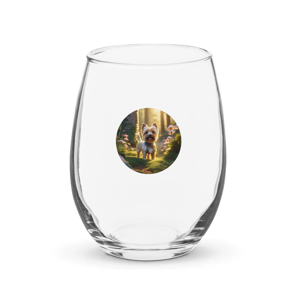 PugMug Custom Cairn Terrier Stemless Wine Glass