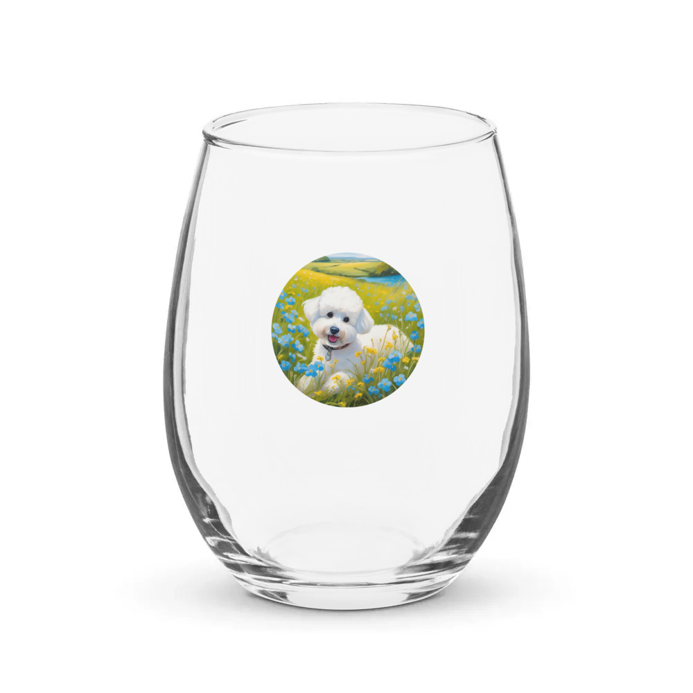 PugMug Custom Bichons Frise Stemless Wine Glass