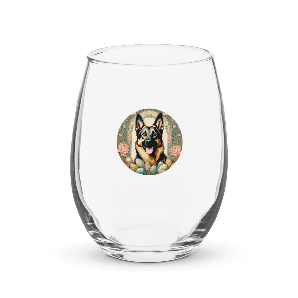 PugMug Custom German Shepherd Dog Stemless Wine Glass