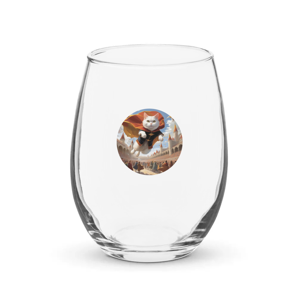 PugMug Custom White Companion Cat Stemless Wine Glass