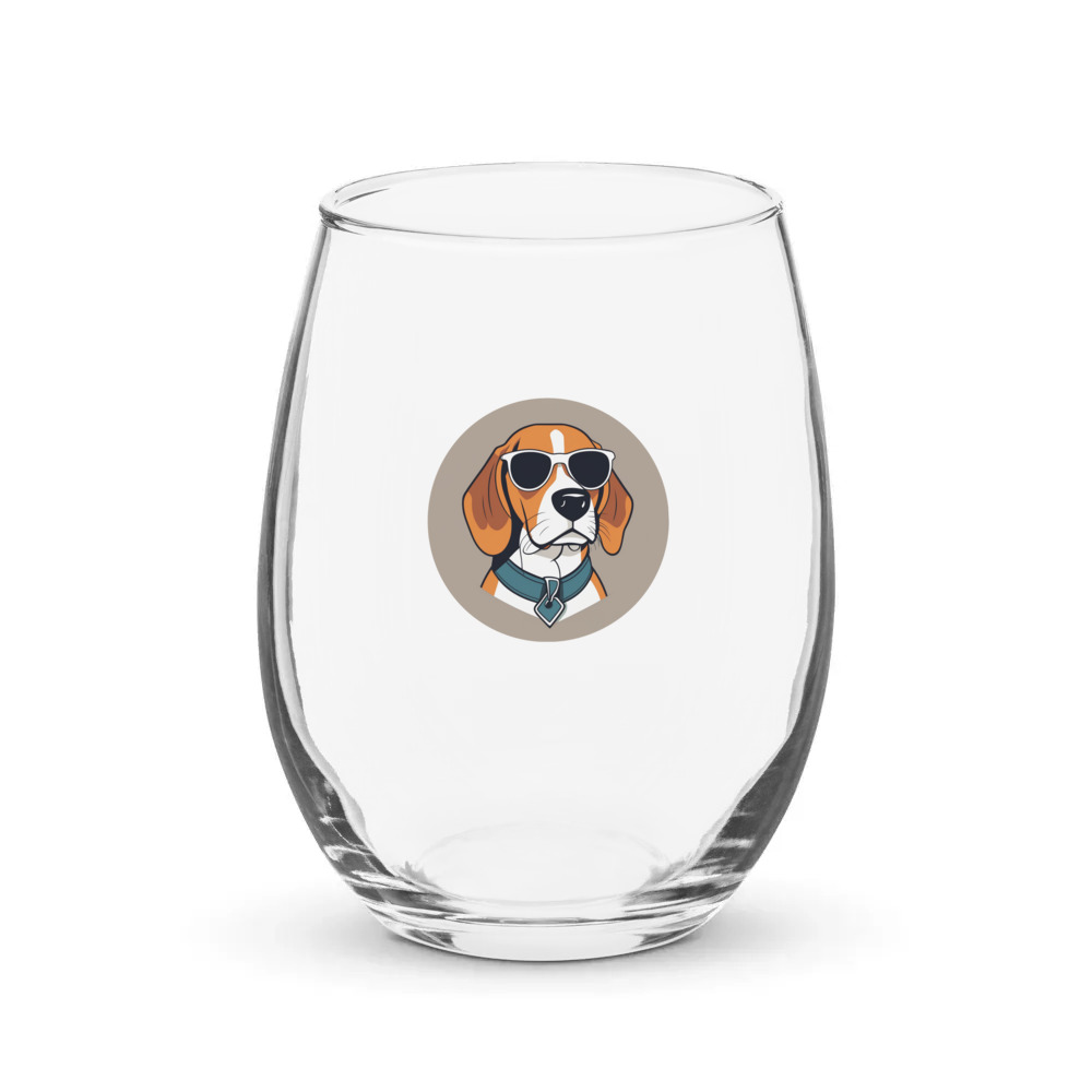 PugMug Custom Beagle Stemless Wine Glass
