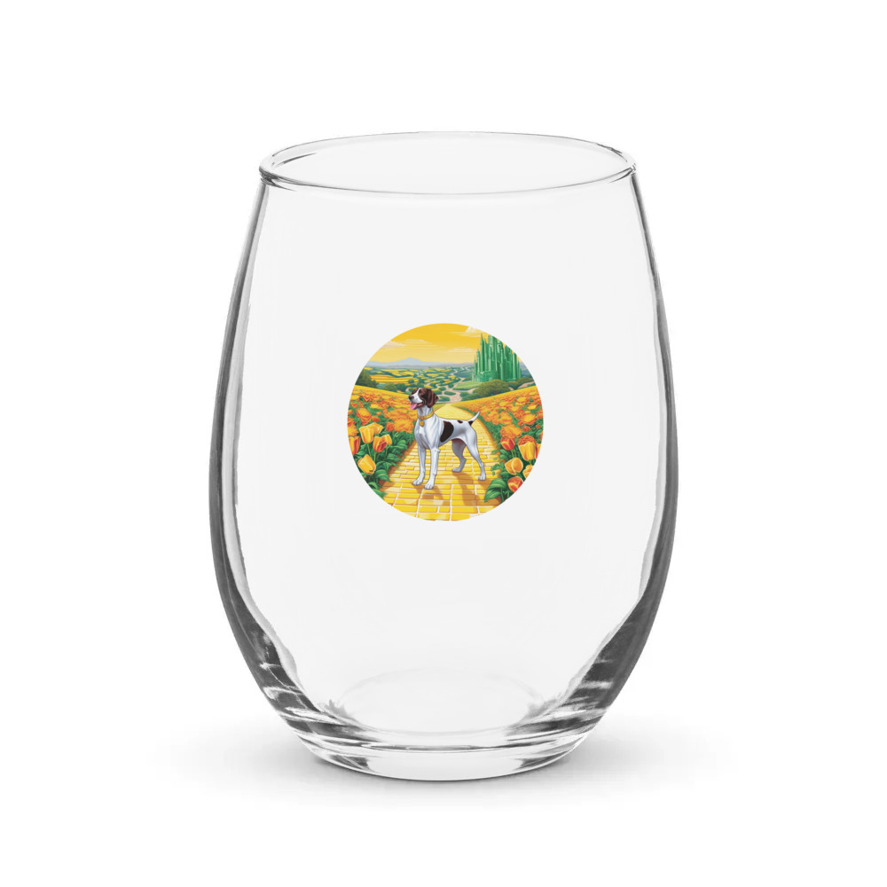 PugMug Custom Pointer Dog Stemless Wine Glass