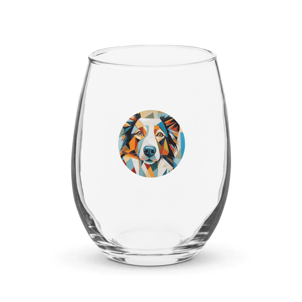 PugMug Custom Border Collie Stemless Wine Glass