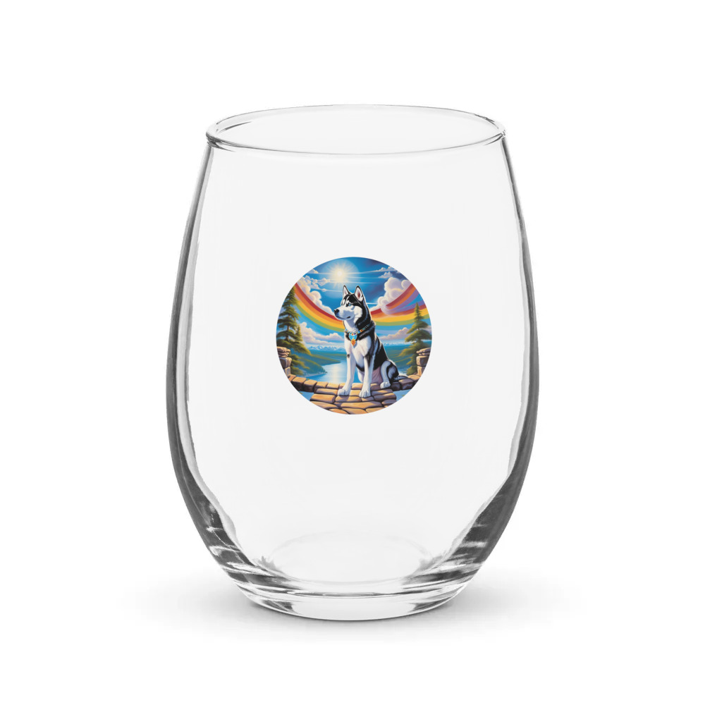 PugMug Custom Siberian Husky Stemless Wine Glass