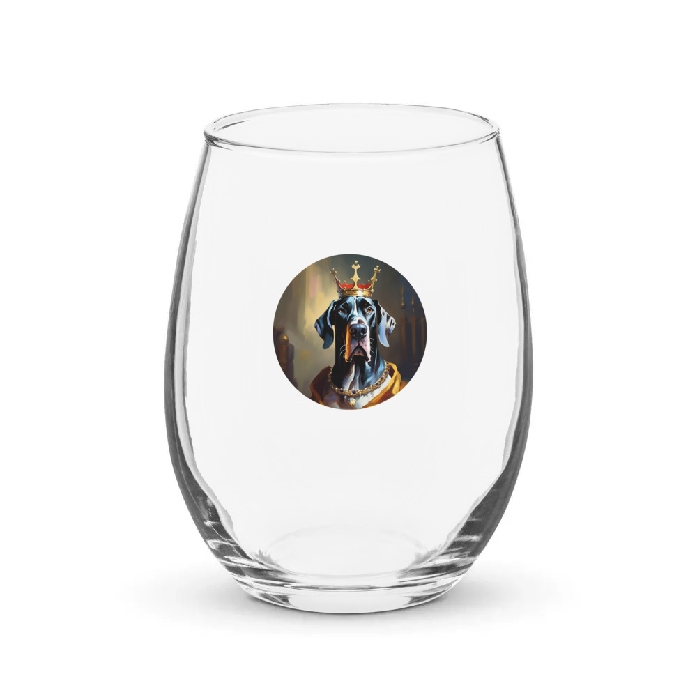 PugMug Custom Great Dane Stemless Wine Glass